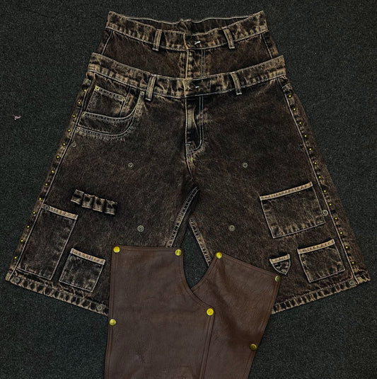 “Utility philosophy, espresso” 3/4 shorts